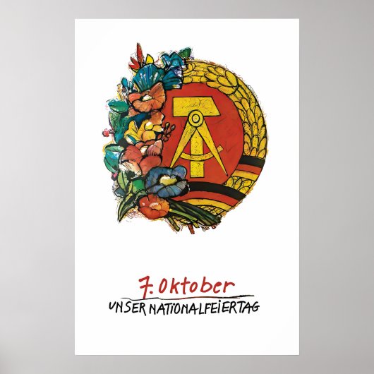 GDR Propaganda Poster Eastern Germany National Day ポスター (正面)
