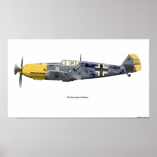 GEによって飛ぶBF-109E。 Galland 1940年 ポスター
