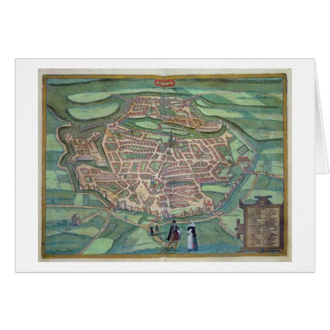 GEによる「Civitates Orbis Terrarum」からのメスの地図、 (正面横)
