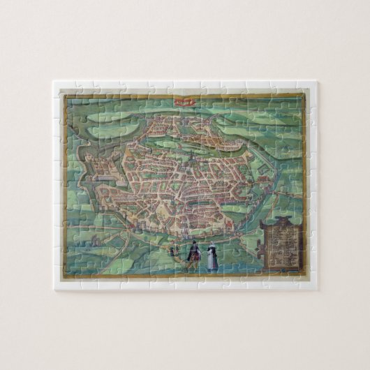 GEによる「Civitates Orbis Terrarum」からのメスの地図、 ジグソーパズル (横)
