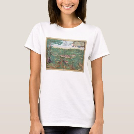 GEによる「Civitates Orbis Terrarum」からのリンツの地図、 Tシャツ (正面)