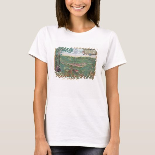 GEによる「Civitates Orbis Terrarum」からのリンツの地図、 Tシャツ (正面)