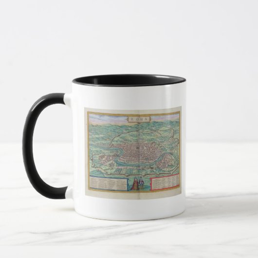 GEによる「Civitates Orbis Terrarum」からのローマの地図、 マグカップ (左)