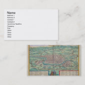 GEによる「Civitates Orbis Terrarum」からのローマの地図、 名刺 (正面/裏面)