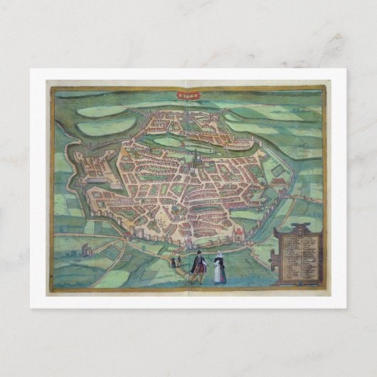 Geの『シビタテス・オルビス・テララム』からのメッツの地図 ポストカード (正面)