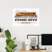 GE ES44AC GEVO機関車とアメリカ国旗 ポスター (ホームオフィス)