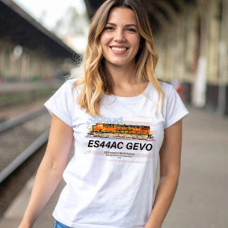GE ES44AC GEVO機関車とアメリカ国旗 Tシャツ