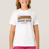 GE ES44AC GEVO機関車とアメリカ国旗 Tシャツ (正面)