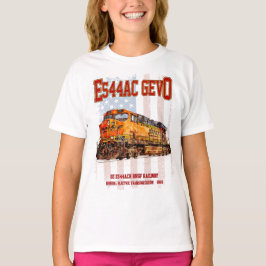 GE ES44AC GEVO機関車とアメリカ国旗 Tシャツ