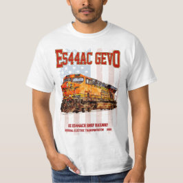 GE ES44AC GEVO機関車とアメリカ国旗 Tシャツ