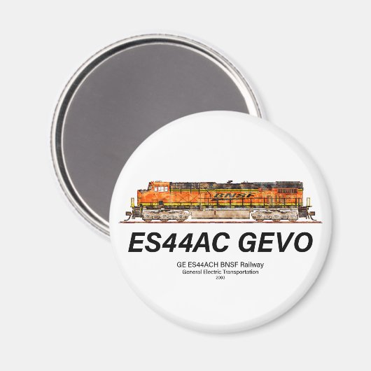 GE ES44AC GEVO機関車。BNSF貨物列車 マグネット (正面/裏面)