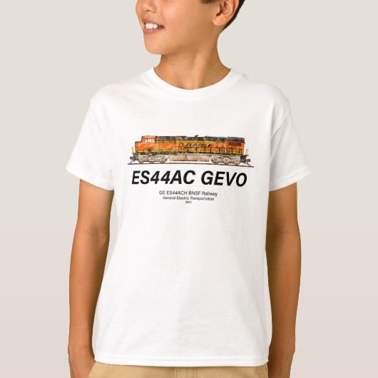 GE ES44AC GEVO機関車。BNSF貨物列車 Tシャツ (正面)