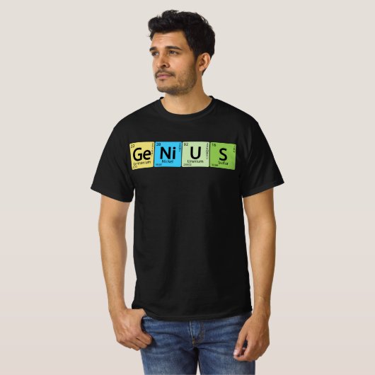 Ge-Ni-U-S Genius – 要素周期表要素t Tシャツ (正面フル)