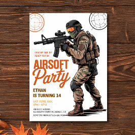 Gear Up Airsoft Battle Party Birthday 招待状