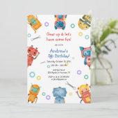 Gear Up & Let's Have Some Fun Kids Robot Birthday  招待状 (スタンド正面)