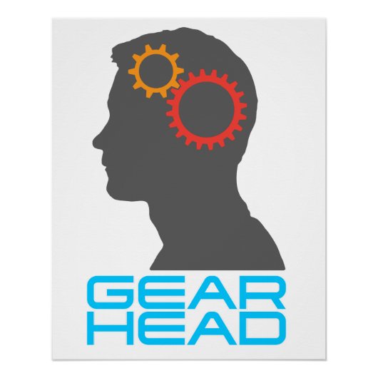 Gearheadプロファイルシルエット ポスター (正面)
