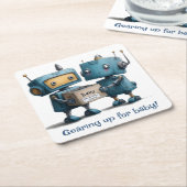 Gearing Up for Robot -ベビーベビーシャワー スクエアペーパーコースター (アングル)