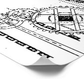 Gears Diagram Black and White ポスター (角)