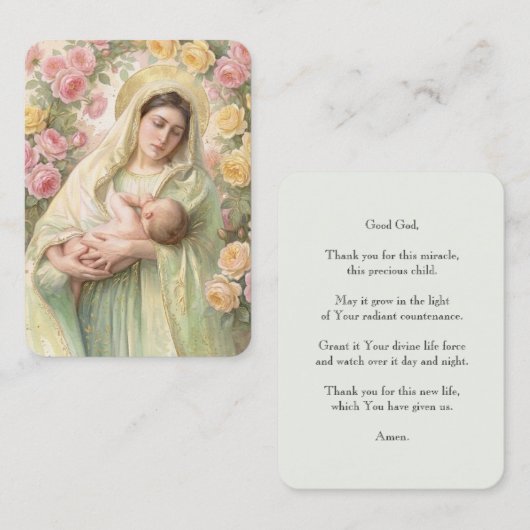 Gebedskaartje Madonna Met Kind Engels 名刺 (正面/裏面)