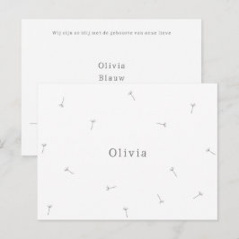 Geboortekaartje Baby Neutraal Lijntekening Bloemen ポストカード