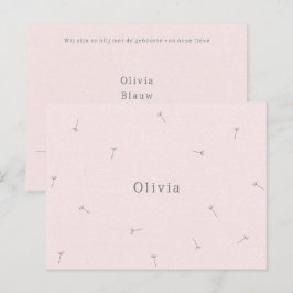 Geboortekaartje Baby Neutraal Lijntekening Bloemen ポストカード