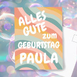 GEBURTSTAG Farbenfrohe Regenbogen Anpassen ポストカード<br><div class="desc">Handgemachte Karte für Sie! Passen Sie sie mit Ihrem eigenen Text an, indem Sie auf „Personalisieren“ klicken, um den Namen zu ändern oder auch Text, Farben und Schriftart zu ändern. Schauen Sie in meinem Shop nach vielen weiteren Farben und Designs oder lassen Sie mich wissen, wenn Sie etwas Individuelles möchten!...</div>