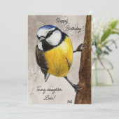 Geburtstag Karte mit Aquarell Blaumeise (スタンド正面)