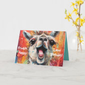 Geburtstag Lama Personalisierbar Funky Niedlich カード (黄色い花)