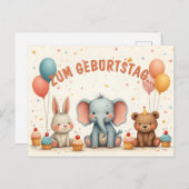 Geburtstagsfreude mit tierischen Freunden シーズンポストカード (正面/裏面)