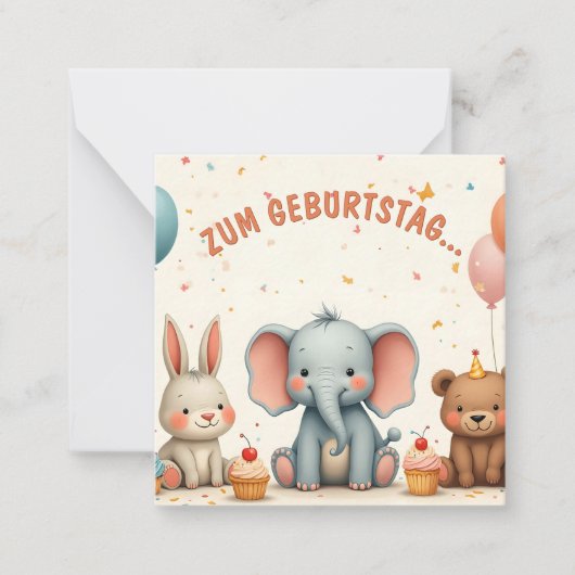 Geburtstagsfreude mit tierischen Freunden ノートカード (正面)
