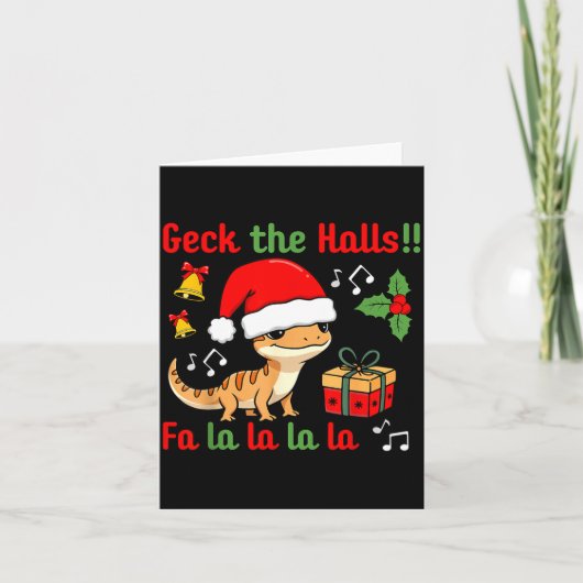 Geck The Halls Leopard Gecko Christmas Pun Pet Own カード (正面)