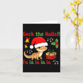 Geck The Halls Leopard Gecko Christmas Pun Pet Own カード (黄色い花)