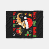 Geck The Halls Leopard Gecko Christmas Pun Pet Own フリースブランケット (正面(横))