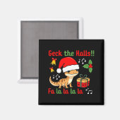 Geck The Halls Leopard Gecko Christmas Pun Pet Own マグネット (正面/裏面)