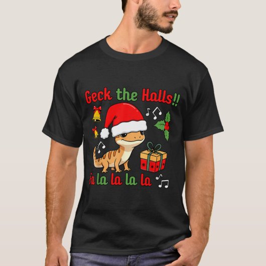 Geck The Halls Leopard Gecko Christmas Pun Pet Own Tシャツ (正面)