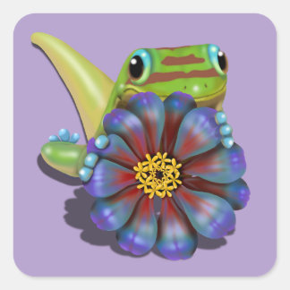 Geckoと《植物》百日草 スクエアシール