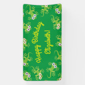 Geckoトカゲ誕生日パーティーかわいい子供たち小 横断幕 (縦)