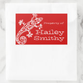 Geckoブックプレート名レッドホワイトidラベルシール 長方形シール (バッグ)