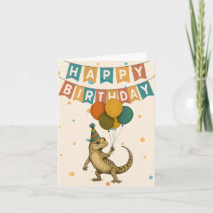 Gecko誕生日カードおもしろい – バルーン付き爬虫類 カード