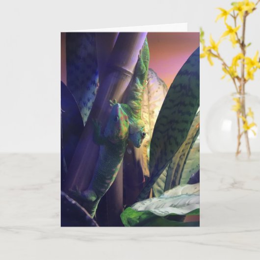 gecko greeting card #3 (love) カード (黄色い花)