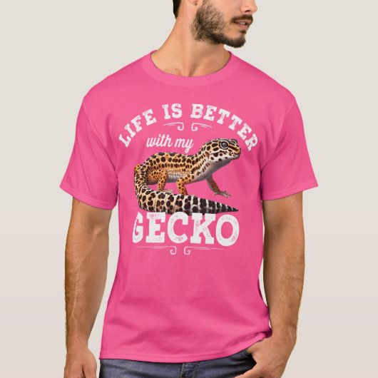 Gecko Leopard Lizardのペットは人生が良い Tシャツ (正面)