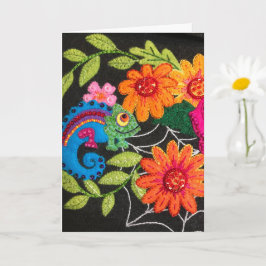 Gecko Lizard Stitched Felt Beads Sequins カード