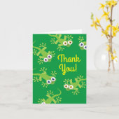 Gecko Lizards誕生日パーティーありがとう可愛い子供 カード (黄色い花)