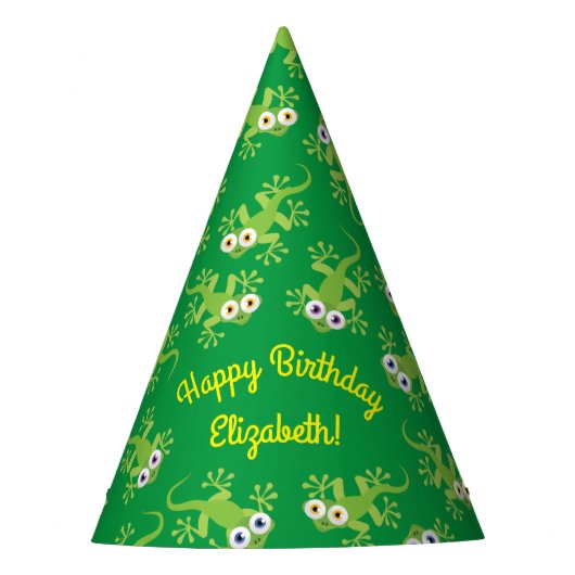 Gecko Lizards誕生日パーティーかわいい子供たちパーティー帽子 パーティーハット (正面)