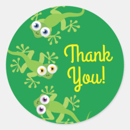 Gecko Lizards Birthday Partyかわいいキッズありがとう ラウンドシール