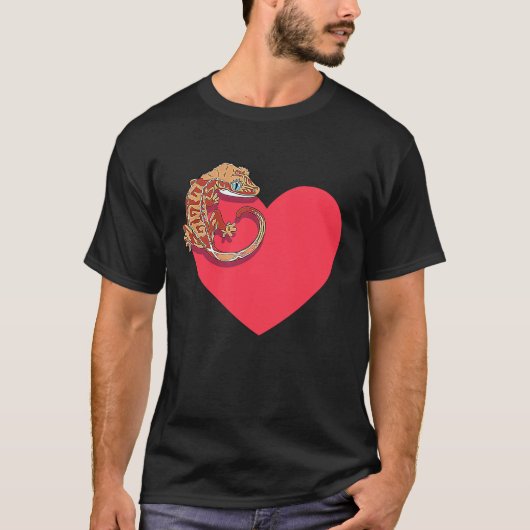Gecko Love Crested Gecko Lover Gecko Heart Cute Cr Tシャツ (正面)