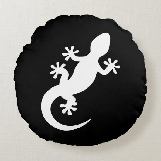 Gecko noir et blanc ラウンドクッション (正面)