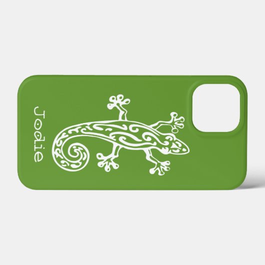 Gecko reptile白と緑の名前iphone case Case-Mate iPhoneケース (裏面 (横))