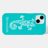 Gecko reptile white & aquaの名前 Case-Mate iPhoneケース (裏面 (横))