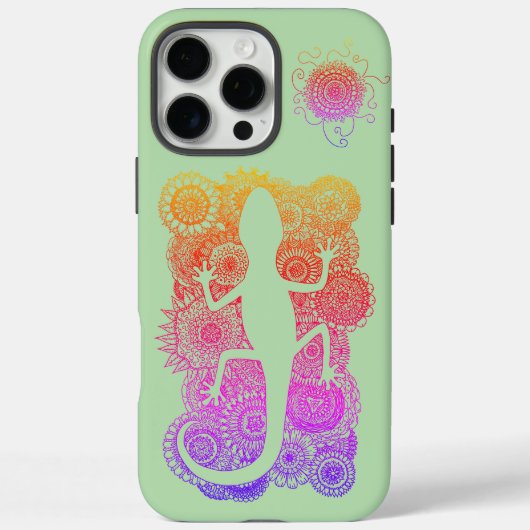 Gecko sitzt auf Mandala Blumen Case-Mate iPhoneケース (裏面)